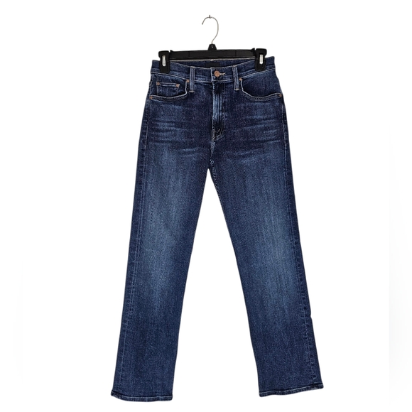 MOTHER High Waisted Rascal Ankle Slit Flip Straight Leg Black Jeans 27 Preowned - Picture 1 of 12